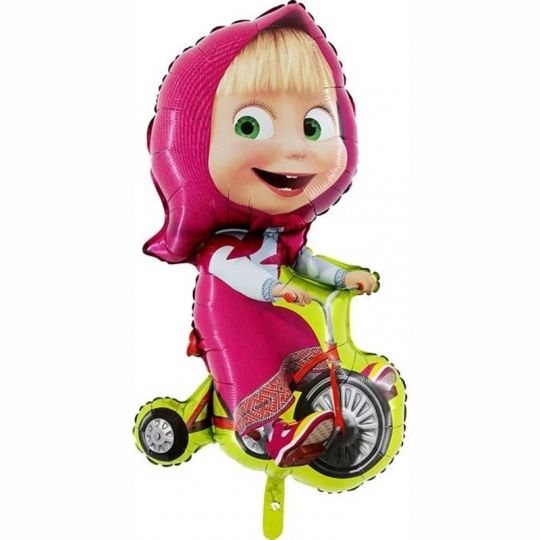 Маша на велосипеде фигурный шар фольгированный с гелием
