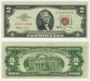 2 доллара США 1963 года. Брак печать смещение ОРИГИНАЛ 100 %