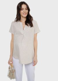 Блузка "Эва" для беременных и кормящих; бежевый/полоса