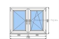 Окно ПВХ 1100*800 мм  двустворчатое готовые окна