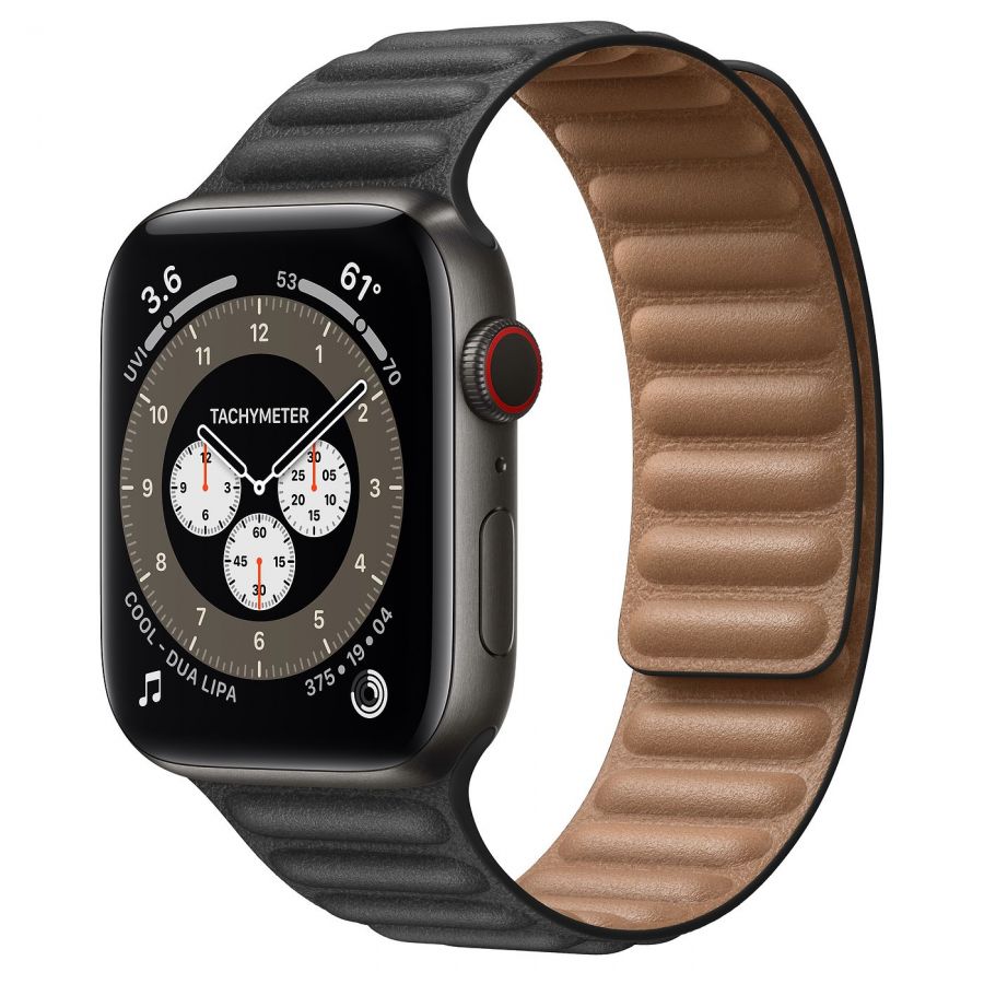 Ремешок Apple Watch Series 6 Black Leather Link (для корпуса 44/45 мм)