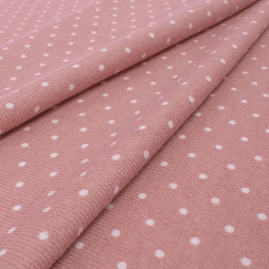 Лоскут трикотажной ткани - Баритон горох пудрово-розовый 50х37 см