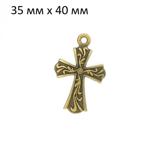 Подвеска (кулон/ шарм) Крест из металла без покрытия (ШМ40-Крест)