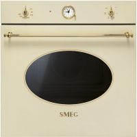 Встраиваемая электрическая духовка SMEG/ Coloniale, встраиваемый многофункциональный электрический духовой шкаф, кремовый/фурнитура позолоченная