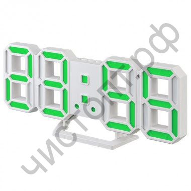 Часы  эл. сетев. Perfeo LED "LUMINOUS 2", настол/настен. , белый корпус / зелёная подсветка (PF_B4922) (5В)