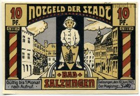 Германия. Нотгельд г. Бад-Зальцунген 10 пфеннигов 1921
