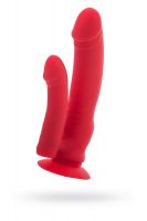 Анально-вагинальный вибратор Black & Red by TOYFA, влагостойкий, силикон, красный, 19,5 см