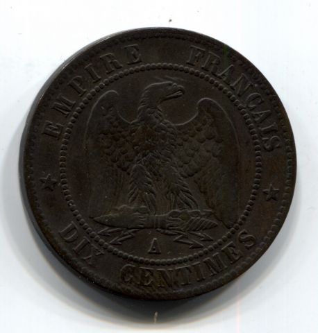 10 сантимов 1856 A Франция XF