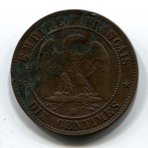 10 сантимов 1864 BB Франция XF