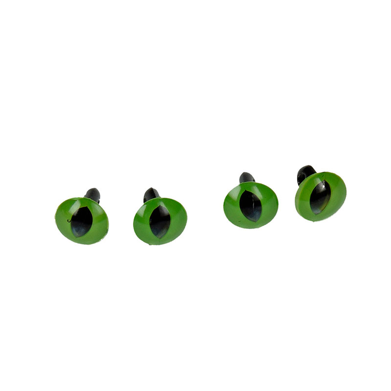 Глазки для игрушек пришивные кошачьи пластик 10 мм. цвет зеленый