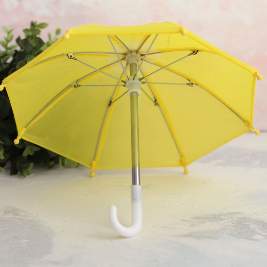 Зонтик для куклы - Желтый - 22 см.