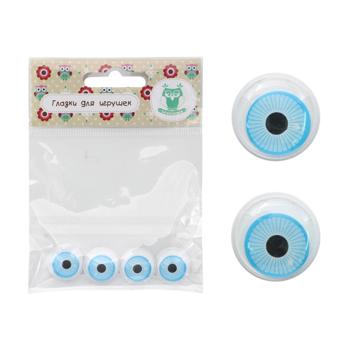 Глазки для игрушек клеевые бегающие 19 мм (26631)