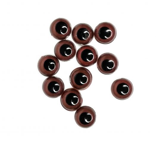 Глазки не клеевые пластиковые, цвет коричневый, диаметр 8 мм 12 штук (26635)