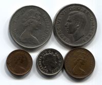 Набор монет Великобритания 1948-2000 5 шт. НАБ БРИТ-001