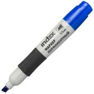 Маркер перманентный, 1-5 мм, синий, клиновидный нак., грип, INDEX