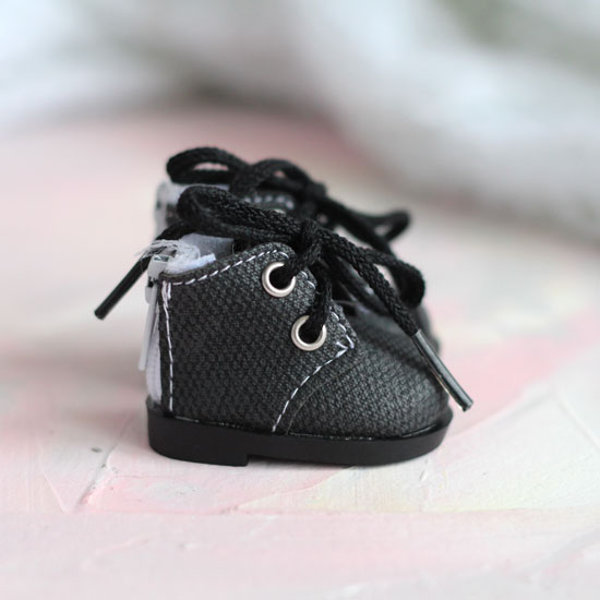 Обувь для кукол 5,5 см - Сапожки на молнии черные матовые