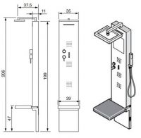 Многофункциональная душевая панель Hafro Rigenera 200 4RIB с верхним душем схема 1