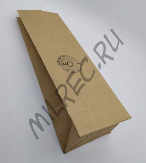 Пакет упаковочный бумажный, Наркомпищепром, Главсахар (реплика) 26х9х6 см.