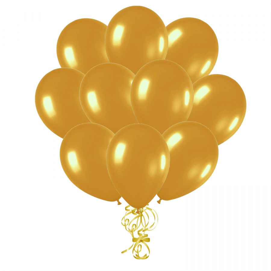 Воздушные шары с гелием «Золотой», металлик 10 шт