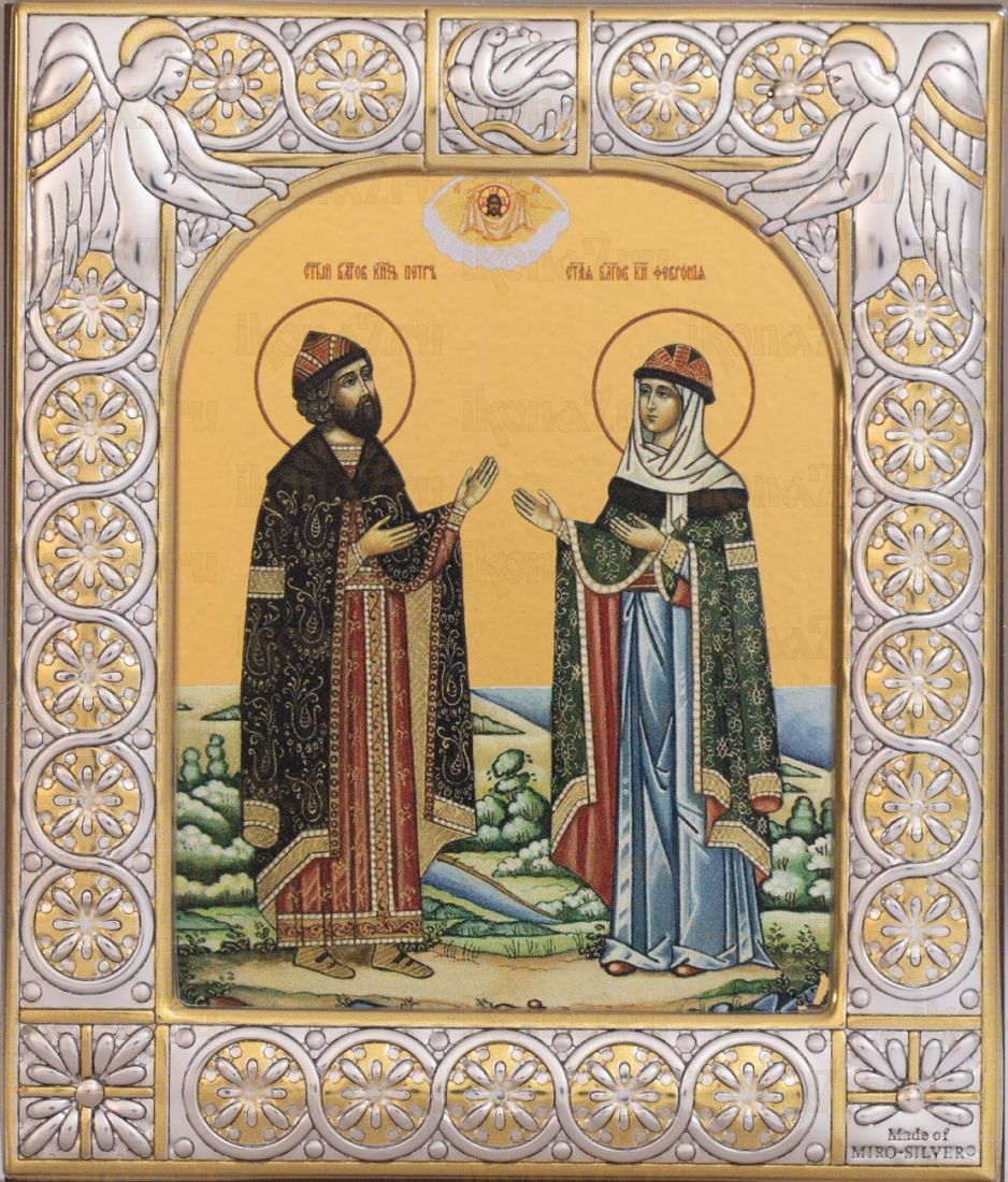 Икона Петр и Феврония Муромские  (9х10см)