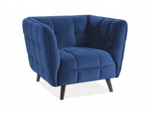 Кресло SIGNAL CASTELLO 1 VELVET (цвет темно-синий BLUVEL 86, ножки - венге)