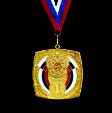 Медаль наградная с лентой, 50х50 мм  цвет золото