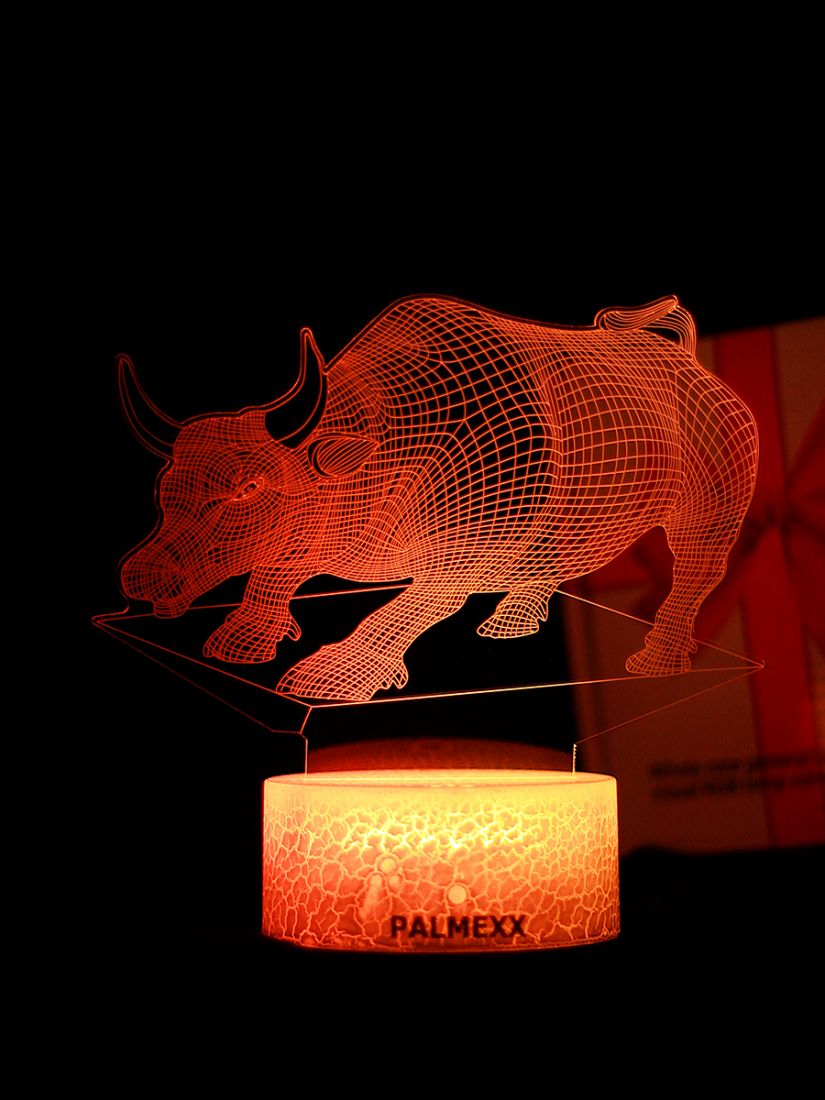Светодиодный ночник PALMEXX 3D светильник LED RGB 7 цветов (бык)