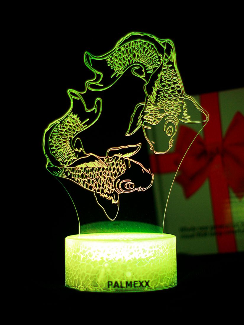 Светодиодный ночник PALMEXX 3D светильник LED RGB 7 цветов (рыбы)