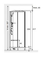 Многофункциональная полукруглая душевая кабина Hafro Sound размещение в угол 90х90 схема 2