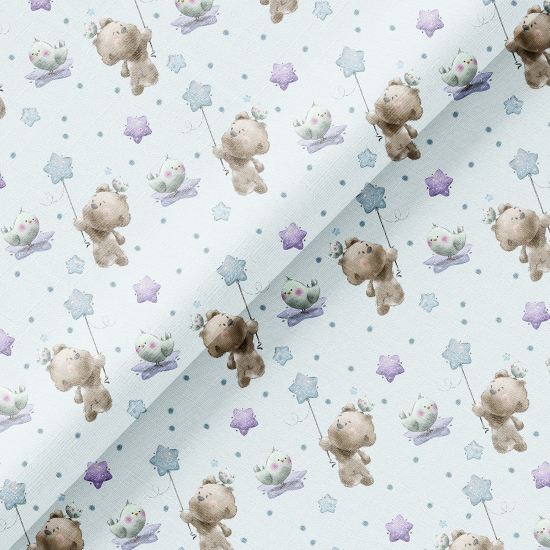 Хлопок Перкаль - Мишка со звездочкой на голубом 50х37 limit