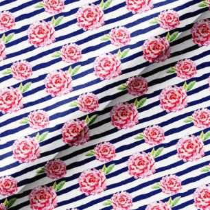 Хлопок Перкаль - Розовые цветы на сине-белом фоне 50х37 limit