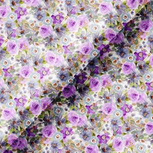 Хлопок Перкаль - Фиолетово-сиреневые цветы 50х37 limit