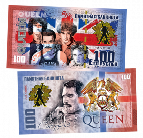 100 рублей - QUEEN - We Are the Champions (6) .Памятная банкнота Oz ЯМ