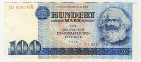 Германия, ГДР - 100 марок 1975.​ VF, BI 8790194 (не частая банкнота)