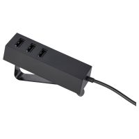 LORBY ЛЁРБИ, Зарядное устройство USB, с зажимом, черный - 503.819.74