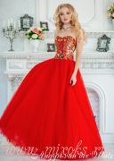 Вечернее красное платье с корсетом