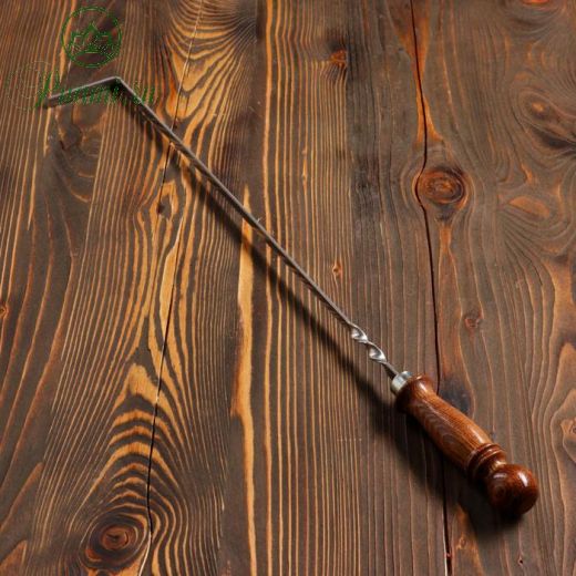 Кочерга узбекская с деревянной ручкой, матовая 40/1см, сталь 3мм