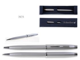 Ручка шариковая металлическая в футляре, синие чернила, серый корпус (арт. S 2823)