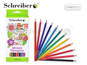Набор цветных карандашей в пластиковом корпусе, 12 цветов, картон. коробка (арт. S 0015-12)