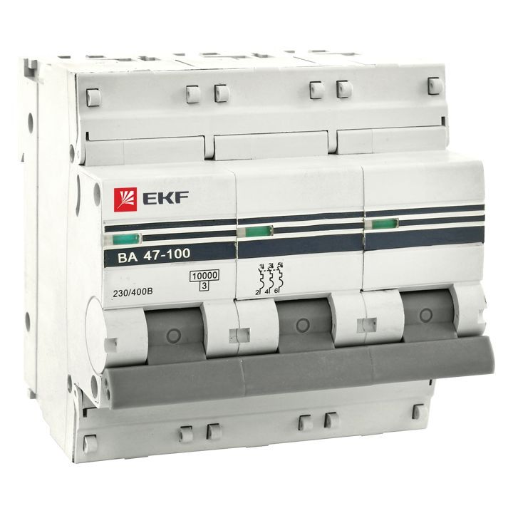 EKF PROxima автоматический выкл. ВА47-100, 3P 80А (C) 10kA mcb47100-3-80C-pro