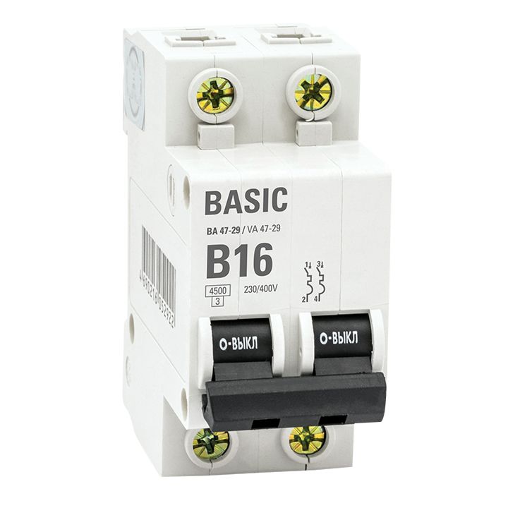 EKF Basic автоматический выключатель 2P 16А (B) 4,5кА ВА 47-29 mcb4729-2-16-B