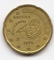 20 евроцентов Испания 1999 регулярная из обращения