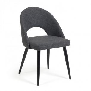 Mael dark grey chair with steel legs with black finish