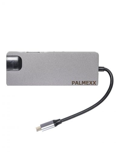 Хаб PALMEXX 8в1 USB-C to HDMI+VGA+2*USB3.0+USBC+CR+LAN