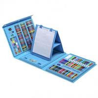 Набор для рисования со складным мольбертом в чемоданчике 208 предметов, цвет голубой