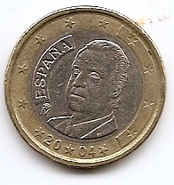 1 евро регулярная монета Испания 2004