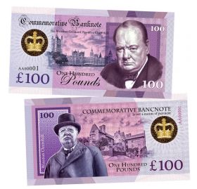 100 Pounds (фунтов) - Уинстон Черчилль (Sir Winston Leonard Spencer Churchill. England). Памятная банкнота Oz ЯМ