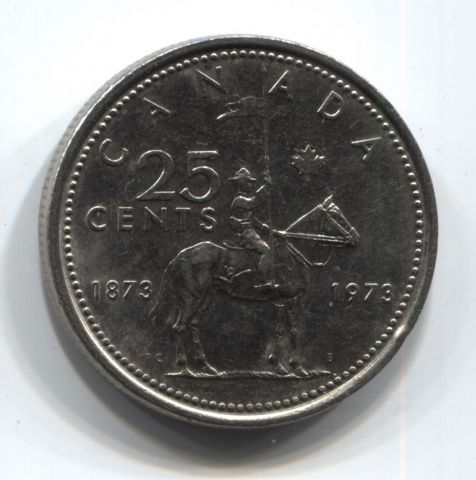 25 центов 1973 Канада 100 лет конной полиции