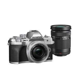 Фотоаппарат Olympus OM-D E-M10 Mark IV Pancake Double Zoom Kit с объективами 14-42 EZ и 40-150mm серебристый
