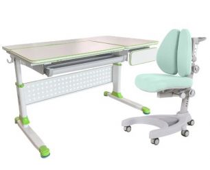 Парта-трансформер Brunia Green Cubby + кресло Аranda grey cubby + зеленый чехол в подарок!